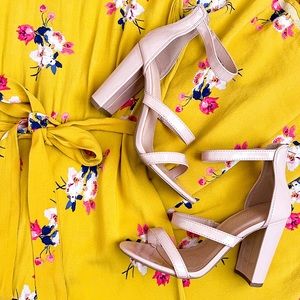 Strappy block heels.